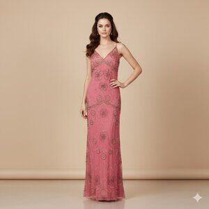 Papell Boutique Pink Coral Embellished Gown